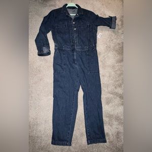 Old Navy Long Sleeve Medium Wash Utility Jean Jumpsuit